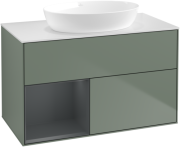 Тумба под раковину Villeroy & Boch Finion 100х50,1 см с подсветкой МДФ оливковый матовый лак/стекло белое матовое FA11HGGM