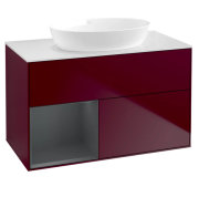 Тумба под раковину Villeroy & Boch Finion 100х50,1 см с подсветкой МДФ пион матовый лак/стекло белое матовое FA11HGHB