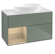 Тумба под раковину Villeroy & Boch Finion 100х50,1 см с подсветкой МДФ оливковый матовый лак/стекло белое матовое FA11PCGM