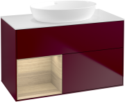 Тумба под раковину Villeroy & Boch Finion 100х50,1 см с подсветкой МДФ пион матовый лак/стекло белое матовое FA11PCHB