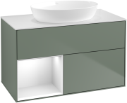 Тумба под раковину Villeroy & Boch Finion 100х50,1 см с подсветкой МДФ оливковый матовый лак/стекло белое матовое FA11GFGM