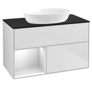 Тумба під раковину Villeroy & Boch Finion 100х50,1 см із підсвічуванням МДФ білий матовий лак/скло чорне матове FA12MTMT