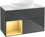 Тумба под раковину Villeroy & Boch Finion 100х50,1 см с подсветкой МДФ темно-синий матовый лак/стекло белое матовое FA11HFHG