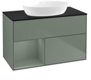 Тумба под раковину Villeroy & Boch Finion 100х50,1 см с подсветкой МДФ оливковый матовый лак/стекло черное матовое FA12GMGM