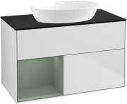 Тумба под раковину Villeroy & Boch Finion 100х50,1 см с подсветкой МДФ белый матовый лак/стекло черное матовое FA12GMMT