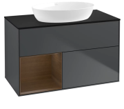 Тумба под раковину Villeroy & Boch Finion 100х50,1 см с подсветкой МДФ темно-синий матовый лак/стекло черное матовое FA12GNHG