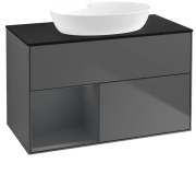 Тумба под раковину Villeroy & Boch Finion 100х50,1 см с подсветкой МДФ антрацит матовый лак/стекло черное матовое FA12HGGK