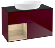 Тумба под раковину Villeroy & Boch Finion 100х50,1 см с подсветкой МДФ пион матовый лак/стекло черное матовое FA12PCHB