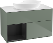 Тумба під раковину Villeroy & Boch Finion 100х50,1 см із підсвічуванням МДФ оливковий матовий лак/скло біле матове FA11PDGM