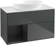 Тумба под раковину Villeroy & Boch Finion 100х50,1 см с подсветкой МДФ темно-синий матовый лак/стекло белое матовое FA11PDHG