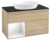 Тумба под раковину Villeroy & Boch Finion 100х50,1 см с подсветкой МДФ шпон дуба/стекло черное матовое FA12GFPC