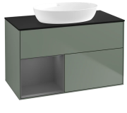 Тумба под раковину Villeroy & Boch Finion 100х50,1 см с подсветкой МДФ оливковый матовый лак/стекло черное матовое FA12GKGM