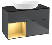 Тумба под раковину Villeroy & Boch Finion 100х50,1 см с подсветкой МДФ темно-синий матовый лак/стекло черное матовое FA12HFHG