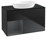 Тумба под раковину Villeroy & Boch Finion 100х50,1 см с подсветкой МДФ черный матовый лак/стекло черное матовое FA12HGPD