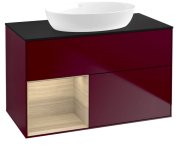 Тумба під раковину Villeroy & Boch Finion 100х50,1 см з підсвічуванням МДФ півонія матовий лак/скло чорне матове FA12PCHB