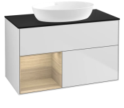 Тумба під раковину Villeroy & Boch Finion 100х50,1 см із підсвічуванням МДФ білий матовий лак/скло чорне матове FA12PCMT