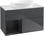 Тумба под раковину Villeroy & Boch Finion 100х50,1 см с подсветкой МДФ темно-синий матовый лак/стекло белое матовое FA11PDHG