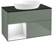 Тумба под раковину Villeroy & Boch Finion 100х50,1 см с подсветкой МДФ оливковый матовый лак/стекло черное матовое FA12GFGM