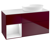 Тумба под раковину Villeroy & Boch Finion 120х50,1 см с подсветкой МДФ пион матовый лак/стекло белое матовое FA41GFHB