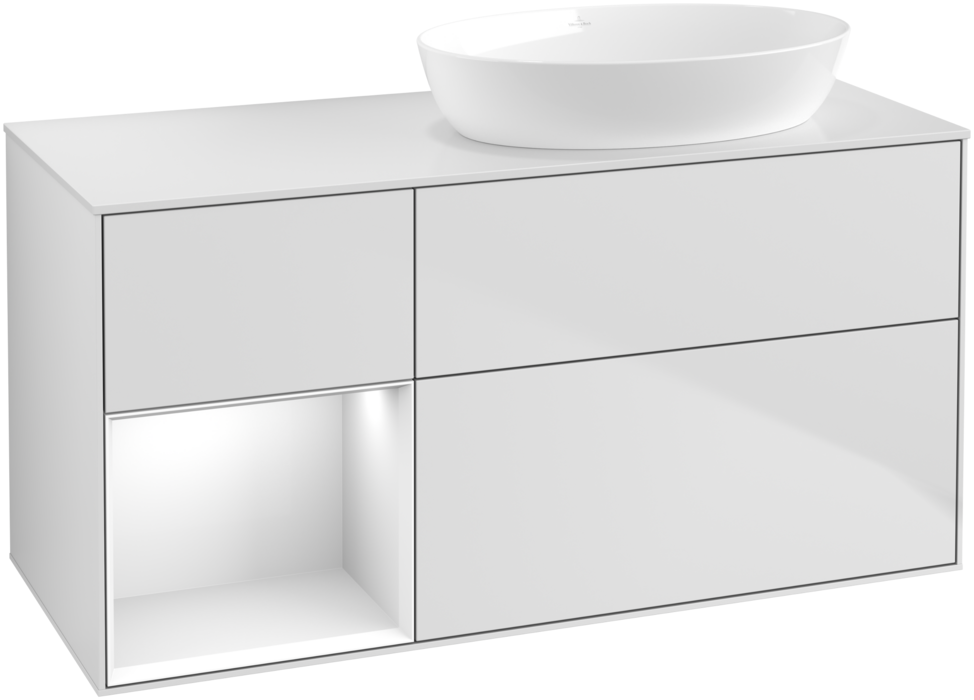 Тумба под раковину Villeroy & Boch Finion 120х50,1 см с подсветкой МДФ белый матовый лак/стекло белое матовое FA41GFMT