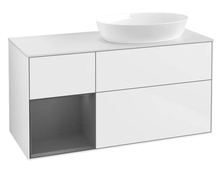 Тумба под раковину Villeroy & Boch Finion 120х50,1 см с подсветкой МДФ глянцевый белый лак/стекло белое матовое FA41GKGF