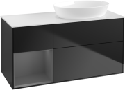 Тумба под раковину Villeroy & Boch Finion 120х50,1 см с подсветкой МДФ черный матовый лак/стекло белое матовое FA41GKPD