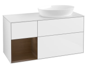 Тумба под раковину Villeroy & Boch Finion 120х50,1 см с подсветкой МДФ глянцевый белый лак/стекло белое матовое FA41GNGF