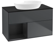 Тумба під раковину Villeroy & Boch Finion 100х50,1 см із підсвічуванням МДФ темно-синій матовий лак/скло чорне матове FA12PDHG
