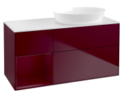 Тумба под раковину Villeroy & Boch Finion 120х50,1 см с подсветкой МДФ пион матовый лак/стекло белое матовое FA41HBHB