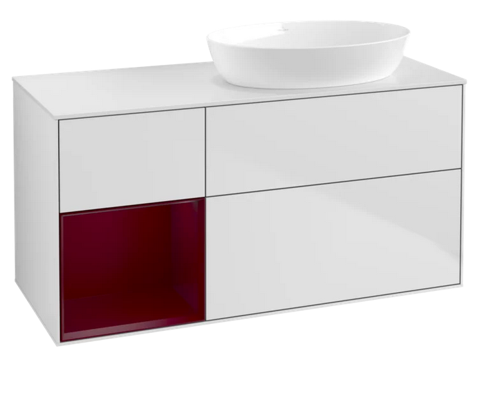 Тумба под раковину Villeroy & Boch Finion 120х50,1 см с подсветкой МДФ белый матовый лак/стекло белое матовое FA41HBMT