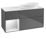 Тумба под раковину Villeroy & Boch Finion 120х50,1 см с подсветкой МДФ антрацит матовый лак/стекло белое матовое FA41MTGK