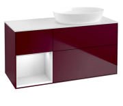 Тумба под раковину Villeroy & Boch Finion 120х50,1 см с подсветкой МДФ пион матовый лак/стекло белое матовое FA41MTHB