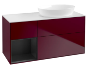 Тумба под раковину Villeroy & Boch Finion 120х50,1 см с подсветкой МДФ пион матовый лак/стекло белое матовое FA41PDHB