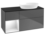 Тумба под раковину Villeroy & Boch Finion 120х50,1 см с подсветкой МДФ антрацит матовый лак/стекло черное матовое FA42GFGK