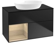 Тумба під раковину Villeroy & Boch Finion 100х50,1 см із підсвічуванням МДФ чорний матовий лак/скло чорне матове FA12PCPD