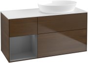 Тумба під раковину Villeroy & Boch Finion 120х50,1 см з підсвічуванням МДФ шпон волоського горіха/скло біле матове FA41GKGN