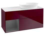 Тумба под раковину Villeroy & Boch Finion 120х50,1 см с подсветкой МДФ пион матовый лак/стекло белое матовое FA41GKHB