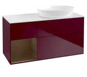 Тумба під раковину Villeroy & Boch Finion 120х50,1 см з підсвічуванням МДФ півонія матовий лак/скло біле матове FA41GNHB