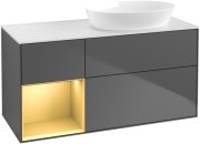 Тумба під раковину Villeroy & Boch Finion 120х50,1 см з підсвічуванням антрацит матовий лак/скло біле матове FA41HFGK