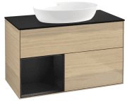 Тумба под раковину Villeroy & Boch Finion 100х50,1 см с подсветкой МДФ шпон дуба/стекло черное матовое FA12PDPC