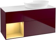 Тумба под раковину Villeroy & Boch Finion 120х50,1 см с подсветкой МДФ пион матовый лак/стекло белое матовое FA41HFHB
