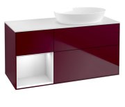 Тумба под раковину Villeroy & Boch Finion 120х50,1 см с подсветкой МДФ пион матовый лак/стекло белое матовое FA41MTHB