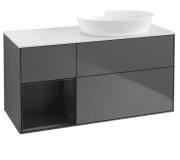 Тумба під раковину Villeroy & Boch Finion 120х50,1 см з підсвічуванням антрацит матовий лак/скло біле матове FA41PDGK