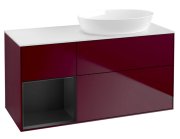 Тумба под раковину Villeroy & Boch Finion 120х50,1 см с подсветкой МДФ пион матовый лак/стекло белое матовое FA41PDHB