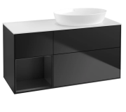 Тумба під раковину Villeroy & Boch Finion 120х50,1 см із підсвічуванням МДФ чорний матовий лак/скло біле матове FA41PDPD