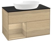Тумба под раковину Villeroy & Boch Finion 100х50,1 см с подсветкой МДФ шпон дуба/стекло черное матовое FA12PCPC