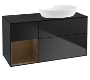 Тумба под раковину Villeroy & Boch Finion 120х50,1 см с подсветкой МДФ черный матовый лак/стекло черное матовое FA42GNPD