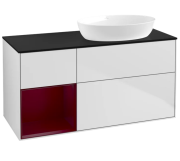 Тумба под раковину Villeroy & Boch Finion 120х50,1 см с подсветкой МДФ белый матовый лак/стекло черное матовое FA42HBMT