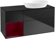 Тумба под раковину Villeroy & Boch Finion 120х50,1 см с подсветкой МДФ черный матовый лак/стекло черное матовое FA42HBPD