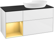 Тумба под раковину Villeroy & Boch Finion 120х50,1 см с подсветкой МДФ глянцевый белый лак/стекло черное матовое FA42HFGF